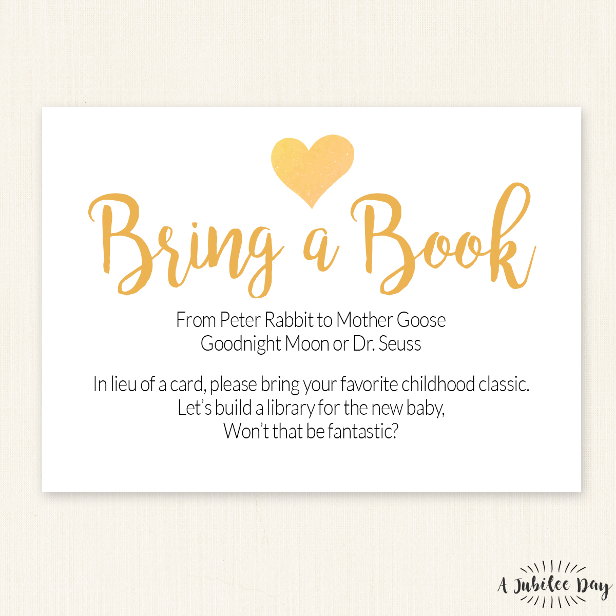 Bring Book Request Card (6 Designs!) - A Jubilee Day
